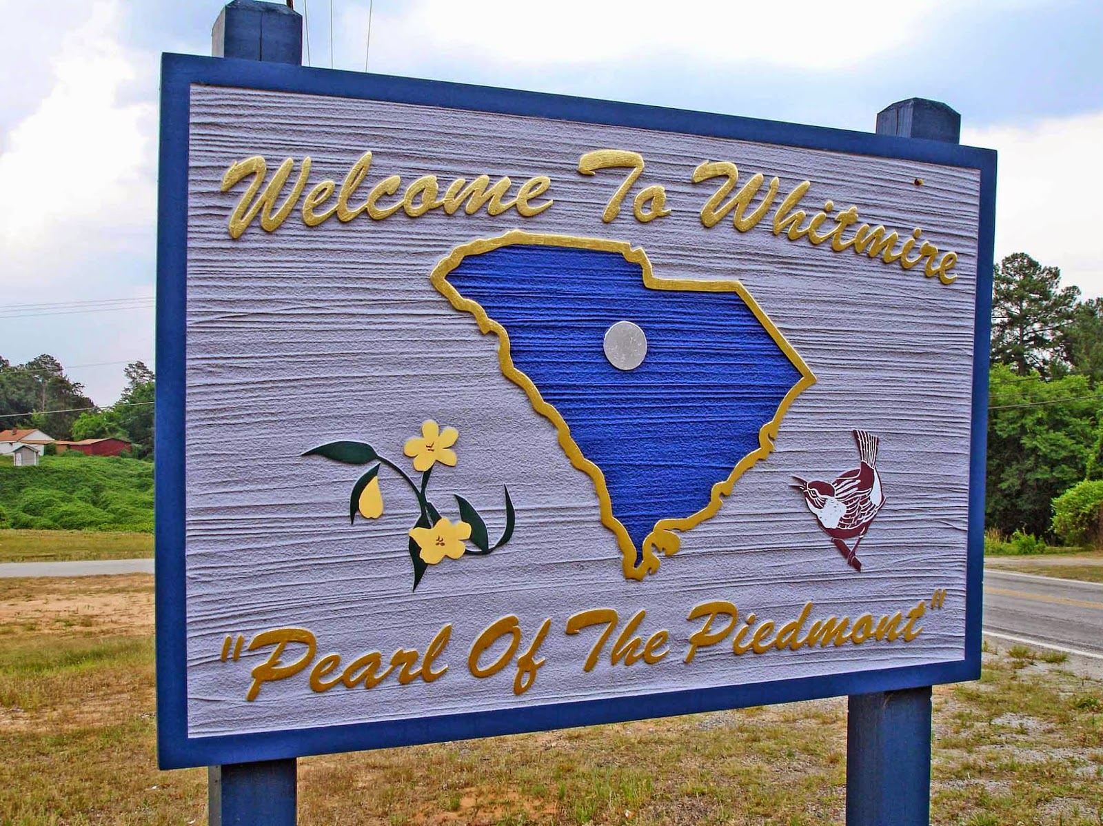 photograph of welcome to whitmire "pearl of the piedmont" sign