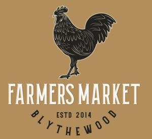 Farmers Market estd 2014 Blythewood with a rooster standing sideways at the top of the logo