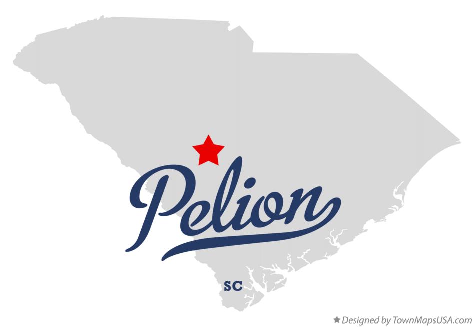 sc state cutoff with a red star in the location of pelion sc