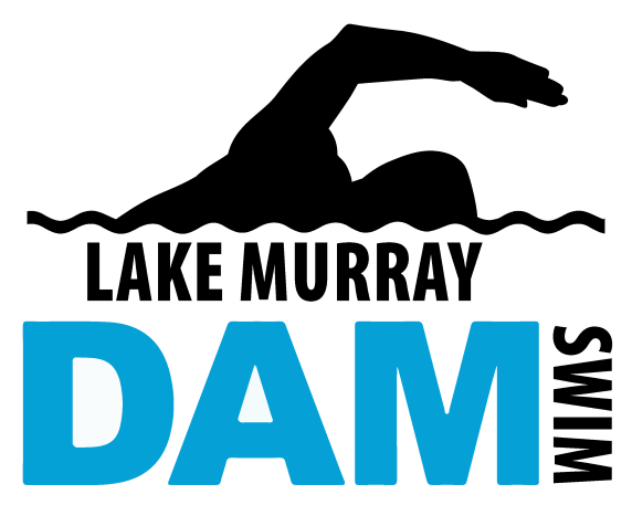 Lake Murray Dam Swim silhouette of breast stoke swimmer in movement ripple water