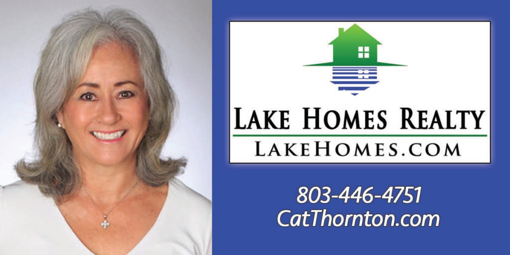 Text Reads "Lake Homes Realty LakeHomes.com 803-446-4751 CatThornton.com"
