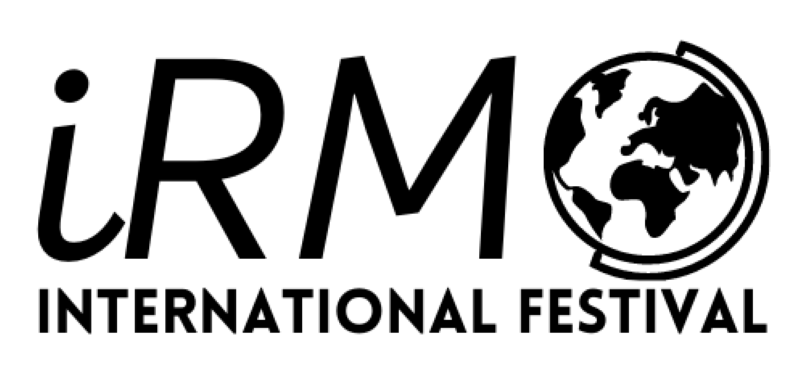 irmo international festival, the o in irmo is a globe - all in black and white