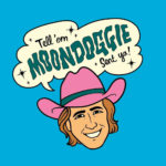 Moondoggie logo of Steve Fisher wearing pink cowboy hat