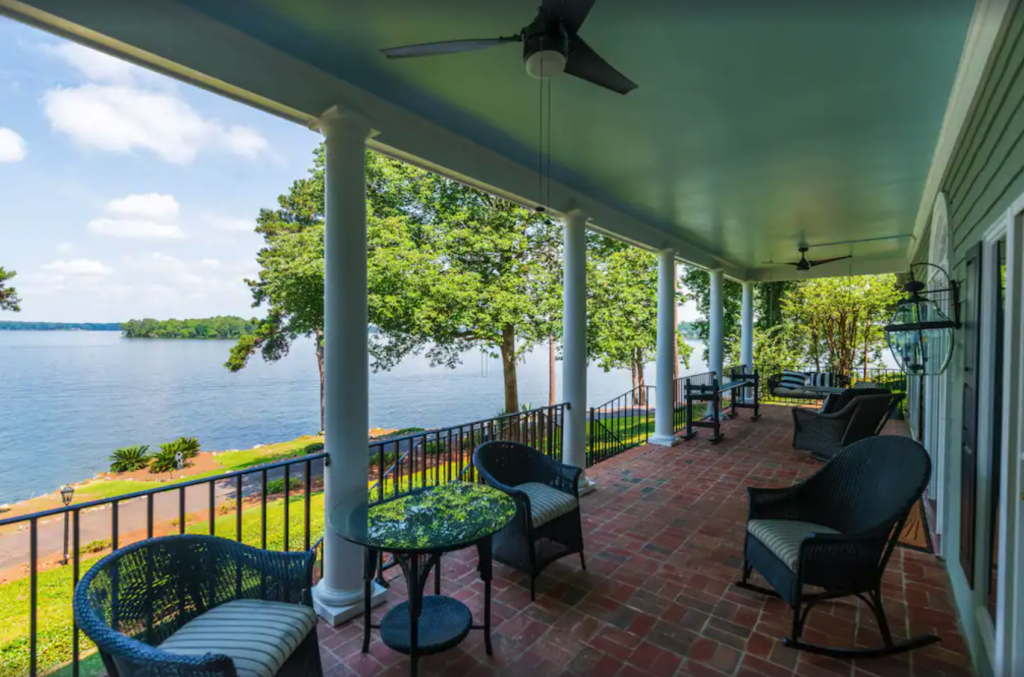 Gated Peninsula Rental Property view of back porch overlooking lake murray