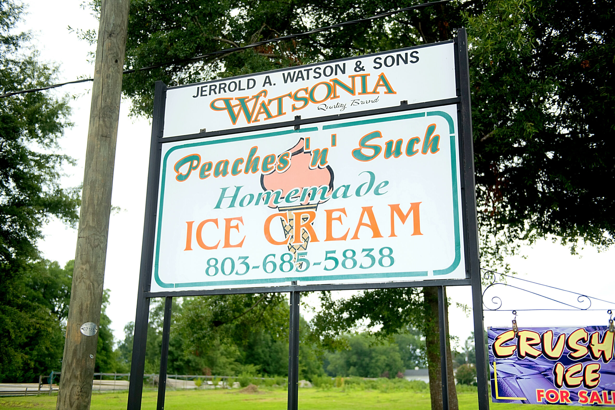 watsonia farms peaches n' such sign known for their peach ice cream