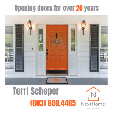 Operating for over 20 years, Terri Scheper Next door Realty orange front door
