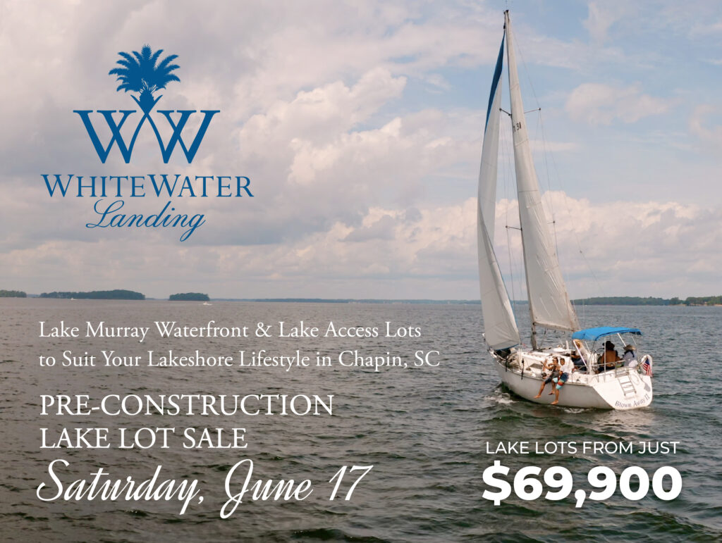 WhiteWater Landing Pre-construction Lot Sale June 17. Sail boat on water