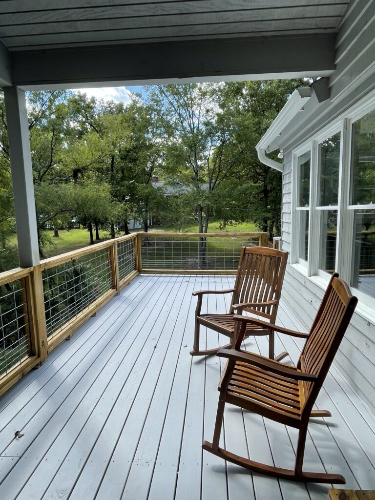 Porch at Miss Grace Short-term Rental Property in Chapin, SC